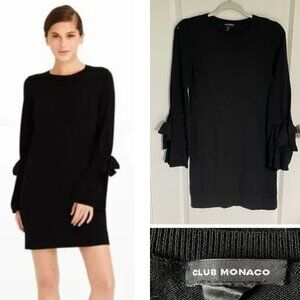Club Monaco Black Sohrab Bow Tie Sleeve Mini Sweater Dress- 47023